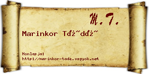 Marinkor Tádé névjegykártya